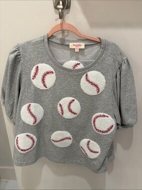 Peach Love California Gray Girls' Baseball Motif Set